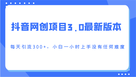 抖音网创项目3.0最新版本，每天引流300+，小白一小时上手没有任何难度-营销武器库