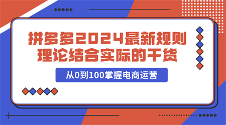 拼多多2024最新规则理论结合实际的干货，从0到100掌握电商运营-营销武器库