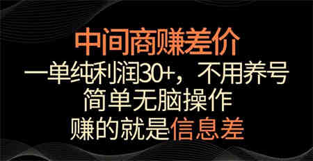 中间商赚差价，一单纯利润30+，简单无脑操作，赚的就是信息差，轻轻松松日入1000+【揭秘】-营销武器库