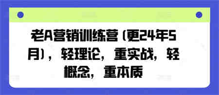 老A营销训练营(更24年5月)，轻理论，重实战，轻概念，重本质-营销武器库