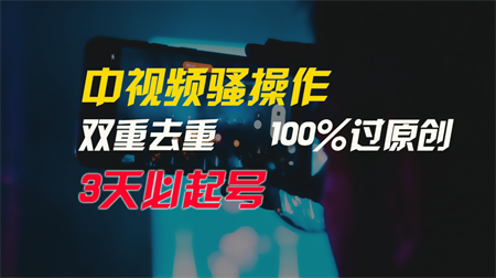 中视频骚操作，双重去重100%过原创，3天比必起号，简单无脑，月入3W+-营销武器库