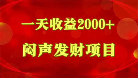 闷声发财，一天收益2000+，到底什么是赚钱，看完你就知道了-营销武器库