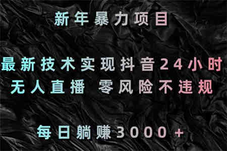 新年暴力项目，最新技术实现抖音24小时无人直播 零风险不违规 每日躺赚3000-营销武器库