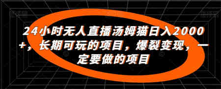 24小时无人直播汤姆猫日入2000+，长期可玩的项目，爆裂变现，一定要做的项目-营销武器库