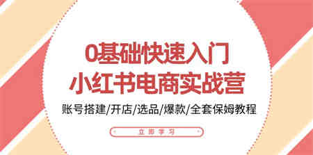 0基础快速入门小红书电商实战营：账号搭建/开店/选品/爆款/全套保姆教程-营销武器库