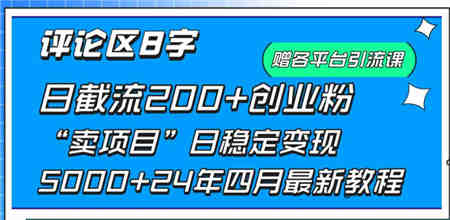 （9851期）评论区8字日载流200+创业粉  日稳定变现5000+24年四月最新教程！-营销武器库